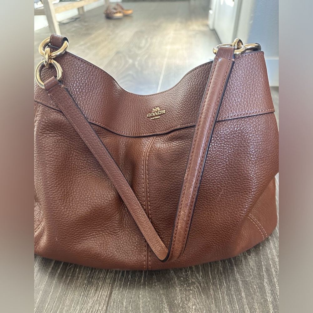 Brown leather Coach shoulder bag